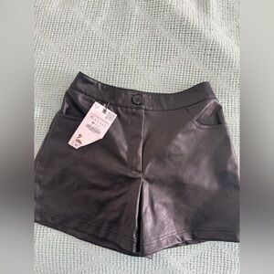 NWT Zara Brown Faux Leather Shorts Size XS